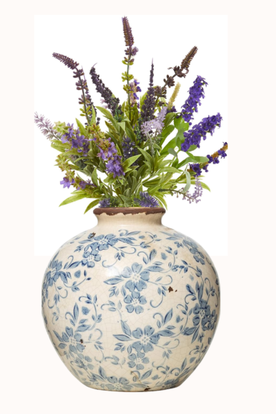 Lavender Faux Blue Toile Vase