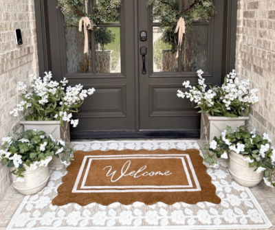 my Texas House layered outdoor rugs