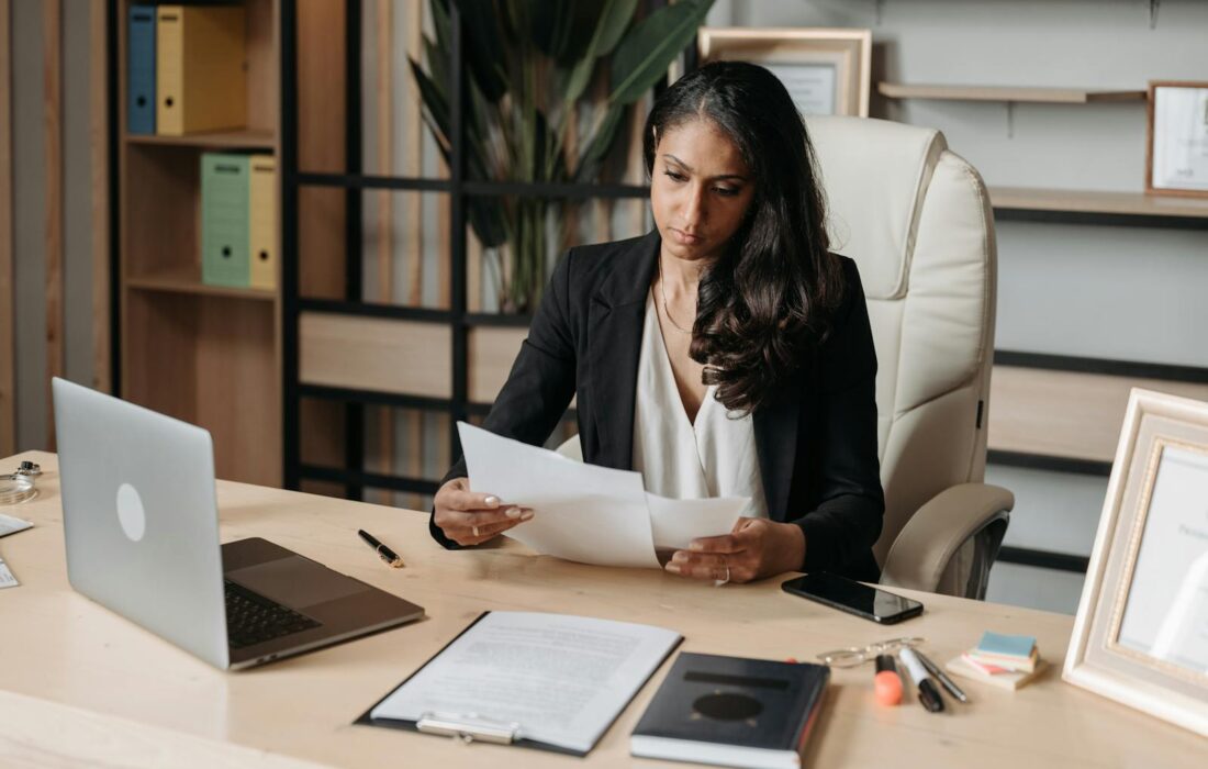 Woman Working at the Desk in Office