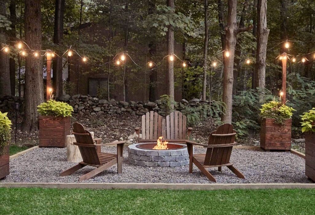 Firepit and lighting