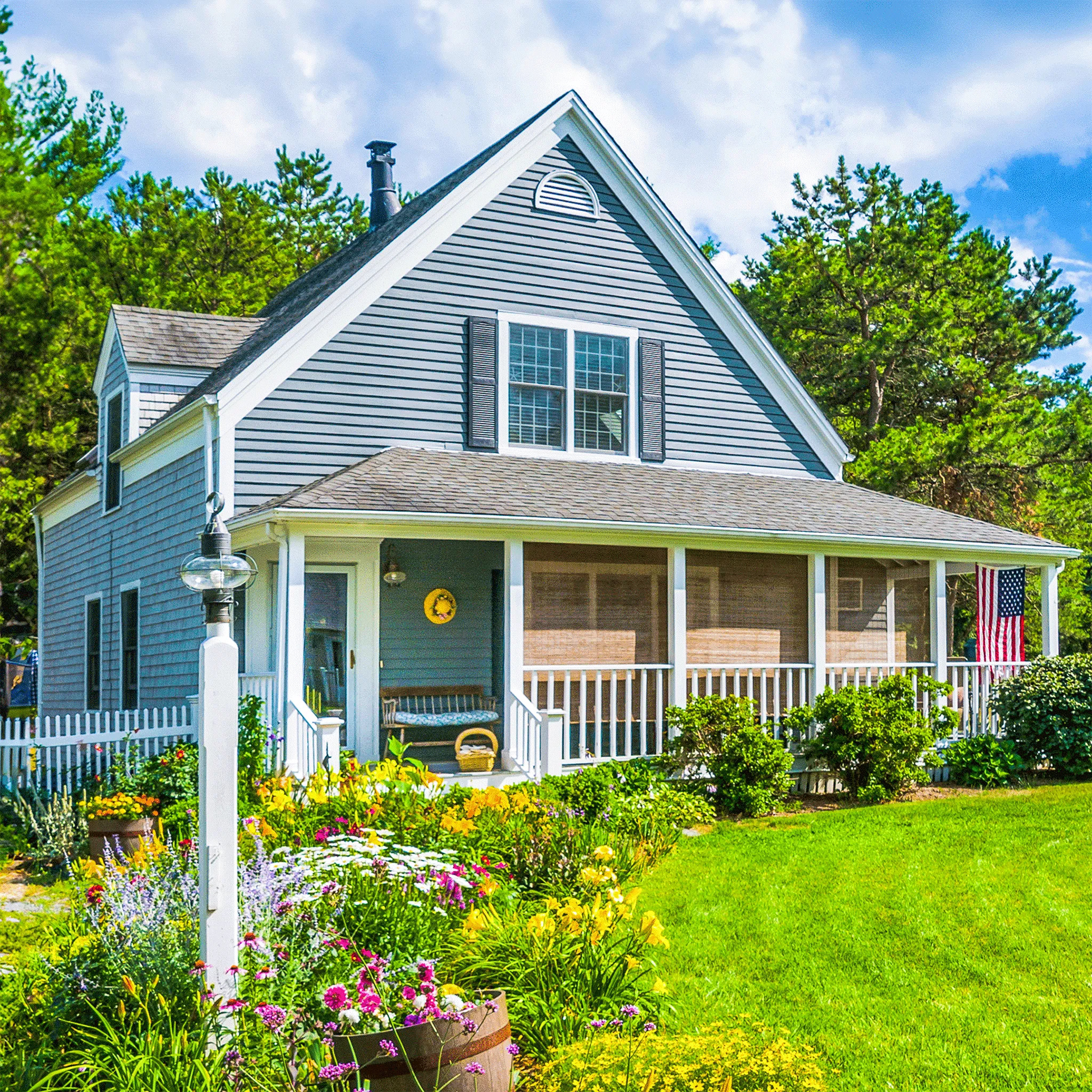 Front Of Blue Home & Lawn